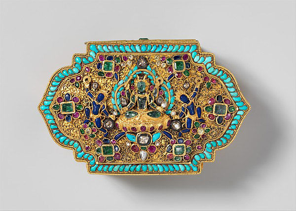 Leaf Shaped Box, 17th&ndash;19th century | Top decoration Newari, box Tibet Lhasa area | 15.95.167 