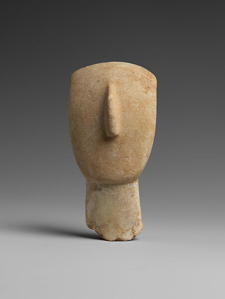 Marble head of a figure, Marble, Cycladic
