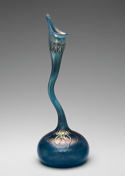 Swan-neck bottle, Louis C. Tiffany American, Glass, mold-blown, American
