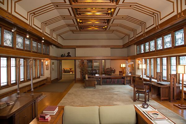 Living Room from the Francis W. Little House: Windows and paneling, Frank Lloyd Wright American, Oak, leaded glass, American