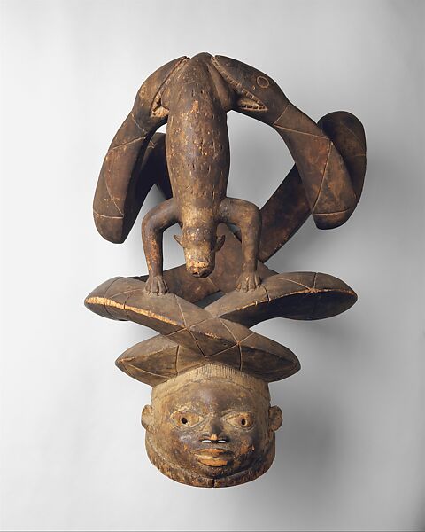 Gẹ̀lẹ̀dẹ́ helmet mask, Yoruba artist, Wood, Yoruba