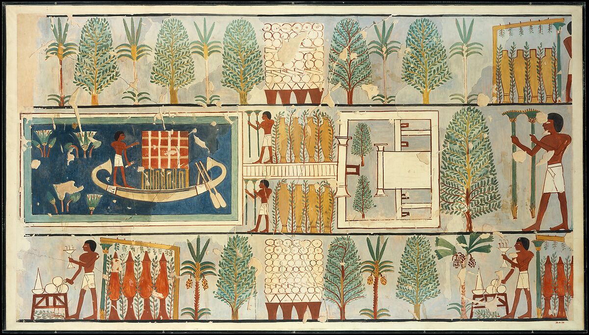 Funeral Ritual in a Garden, Tomb of Nakhtmin, Charles K. Wilkinson, Tempera on paper