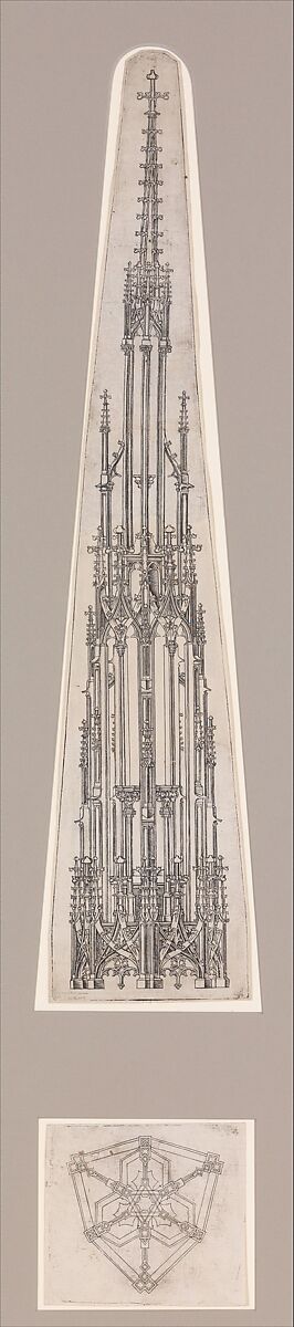 Elevation of a Gothic Pinnacle with a Hexagonal Plan, Wenzel von Olmütz German, Engraving