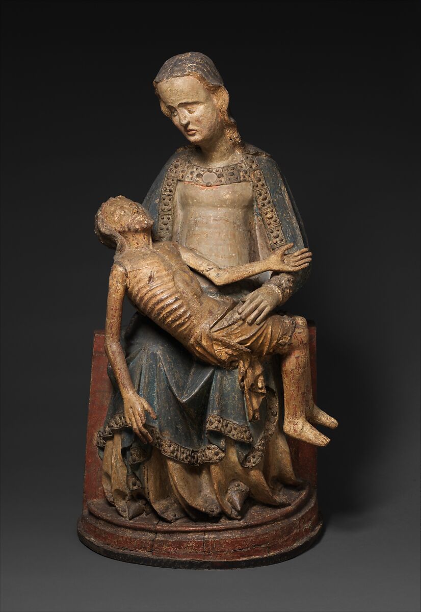 Pietà (Vesperbild), Poplar and plaster with paint and gilding, German