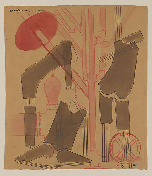 The Fatigue of the Marionettes, Man Ray American, Watercolor, ink, and crayon on paper
