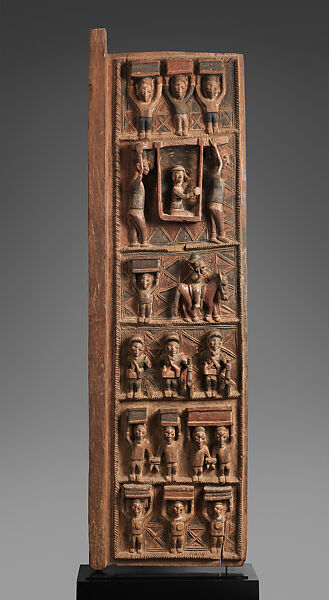 Ìlẹ̀kùn ààfin (Ìsẹ̀ palace door), Olowe of Ise  Nigerian, Iroko wood, paint, Yoruba peoples