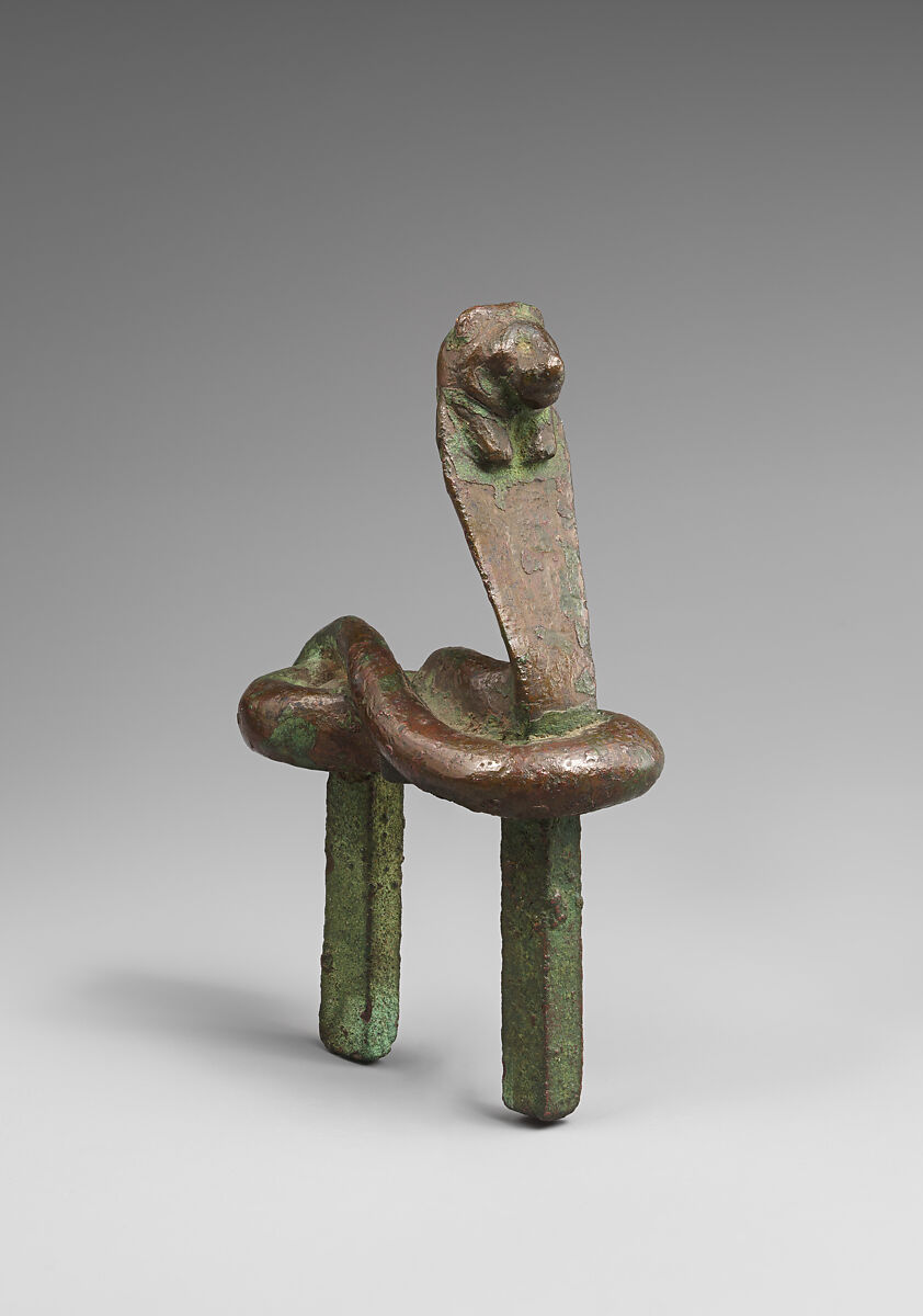 Figure of a rearing cobra with lion head, Leaded bronze