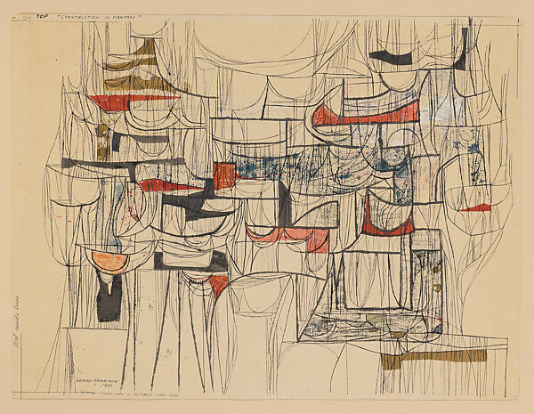 Construction in Fantasy, George Morrison Native American, Watercolor and ink on paper