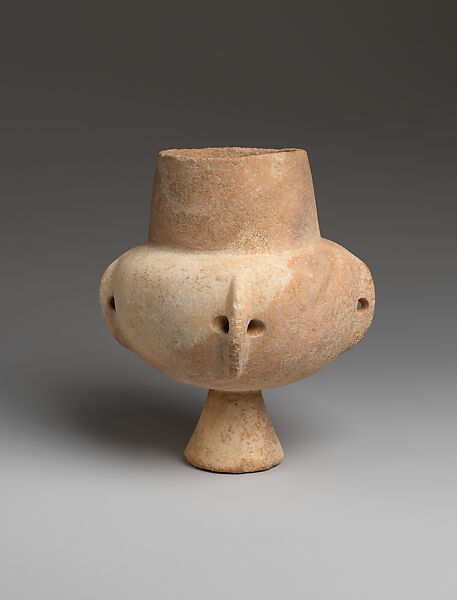 Marble vase with high foot and lug handles, Marble, Cycladic