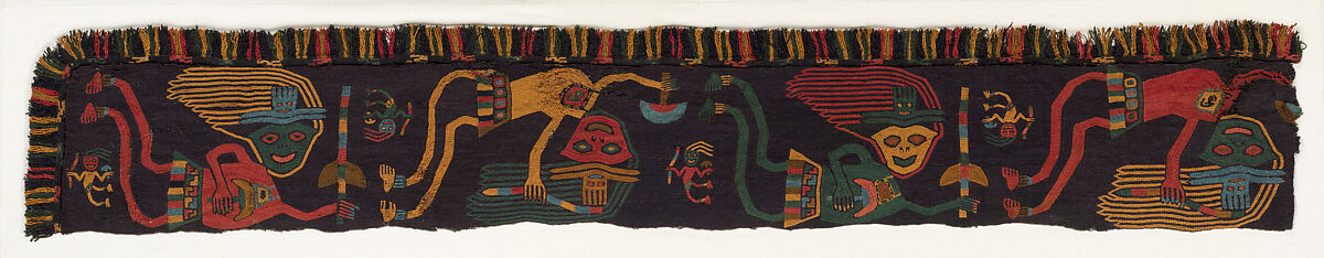 Border Fragment, Cotton, camelid hair, Paracas