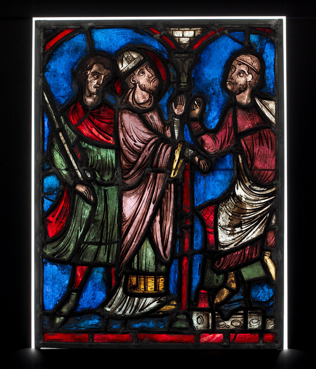 Saint Nicholas Accuses the Consul from Scenes from the Life of Saint Nicholas, Pot-metal glass and vitreous paint, French