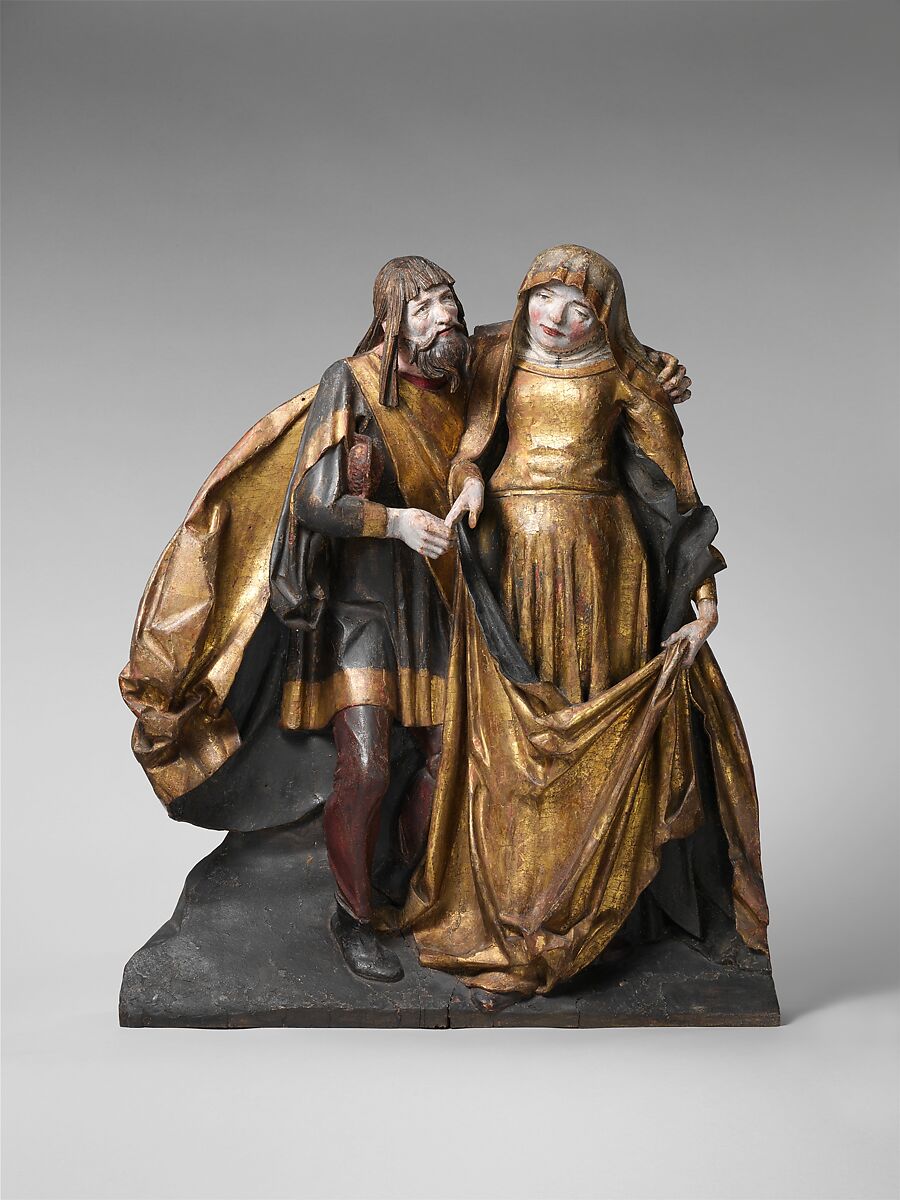 Meeting of Saints Joachim and Anne at the Golden Gate, Benedikt Dreyer  German, Oak with polychromy and gilding, North German