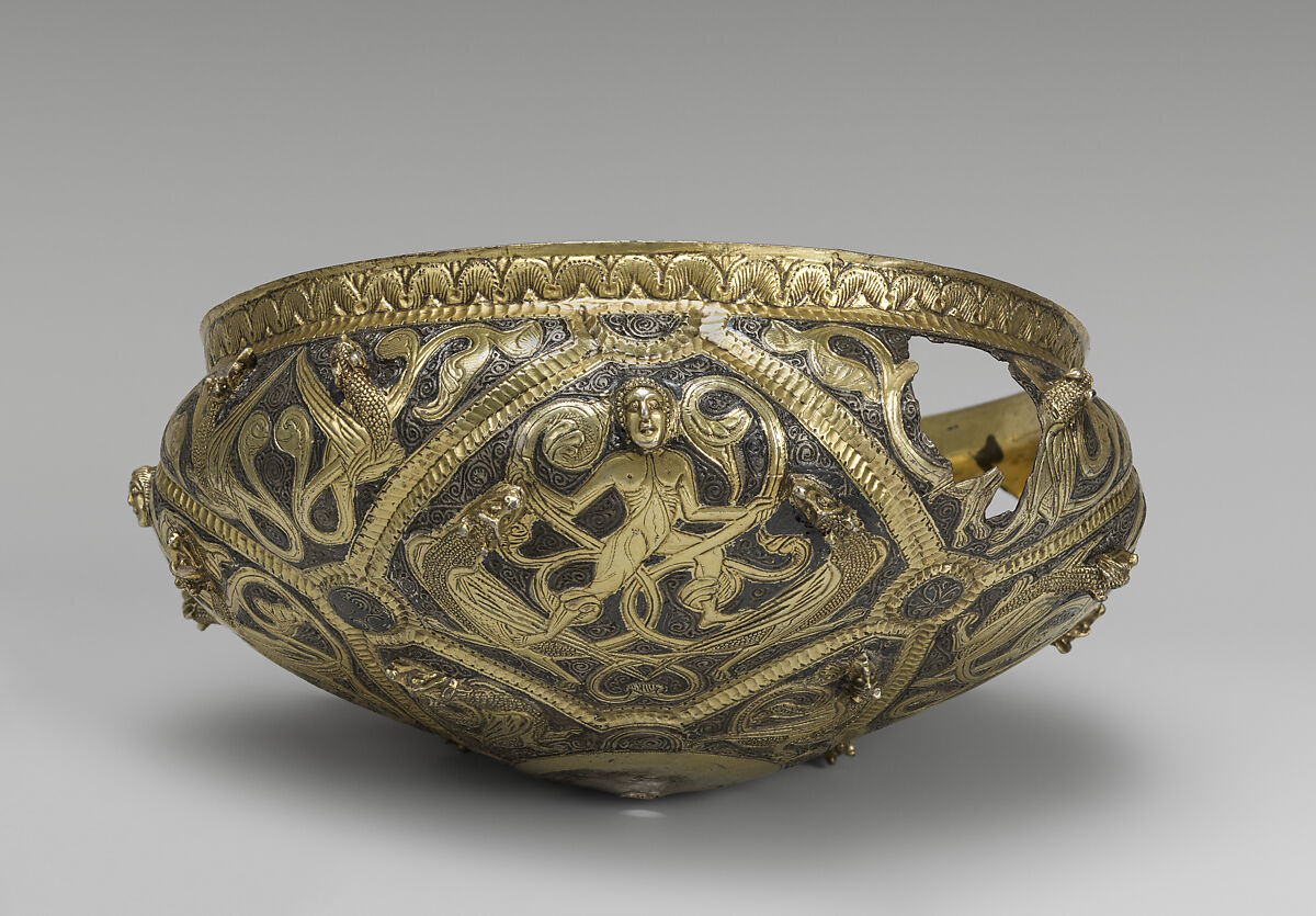 Bowl of a Drinking Cup, Silver, gilded silver, and niello, British or Scandinavian
