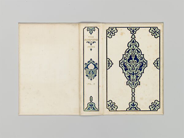 The Alhambra, Alice Cordelia Morse American, Cream cloth covered boards with gold, green and blue decoration