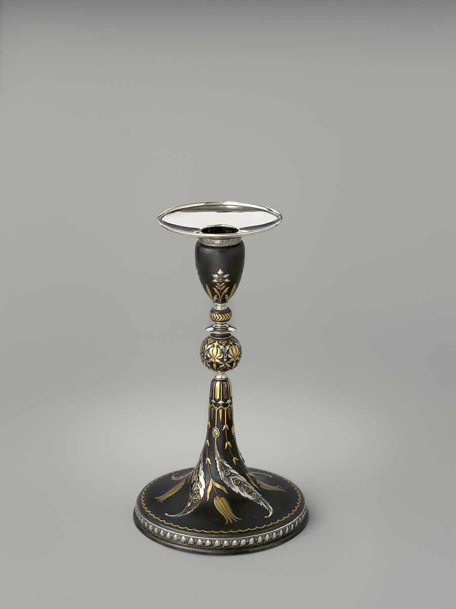 Candlestick, Tiffany & Co. American, Iron, silver, gold, and copper, American
