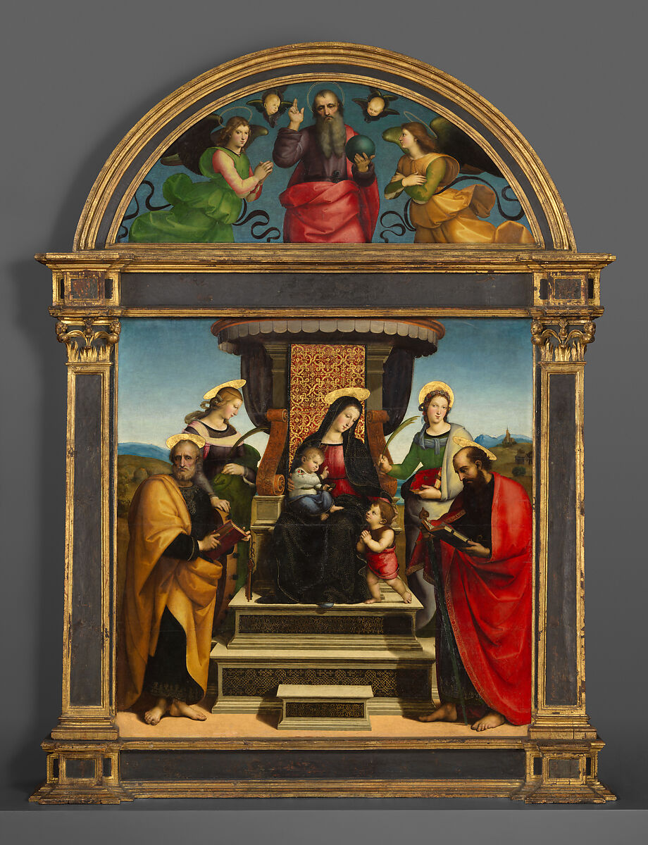 Madonna and Child Enthroned with Saints, Raphael (Raffaello Sanzio or Santi) Italian, Oil and gold on wood