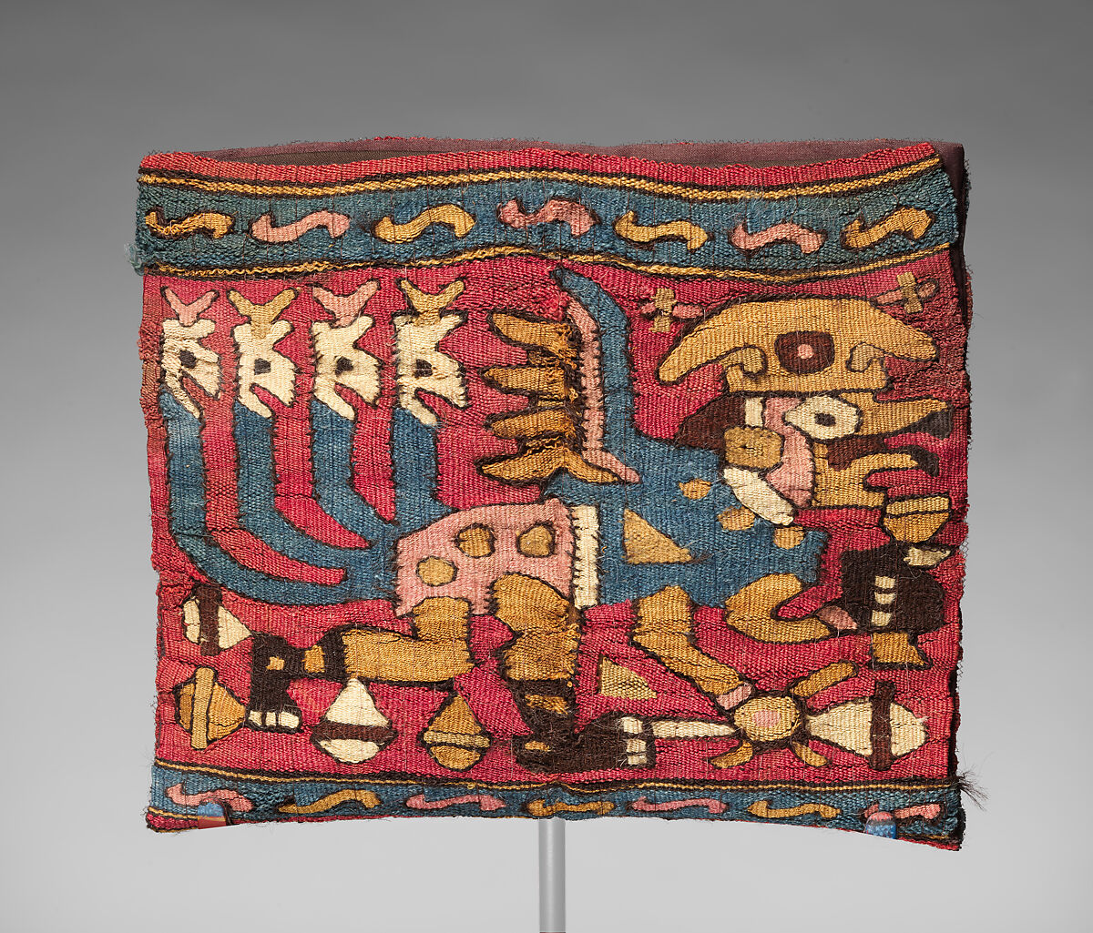 Chuspa (coca bag), Moche artist(s), Cotton, camelid hair, and dye, Moche