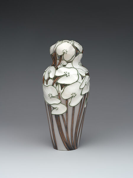Vase with nasturtium leaves, Effie Hegermann-Lindencrone  Danish, Glazed porcelain, Danish, Copenhagen