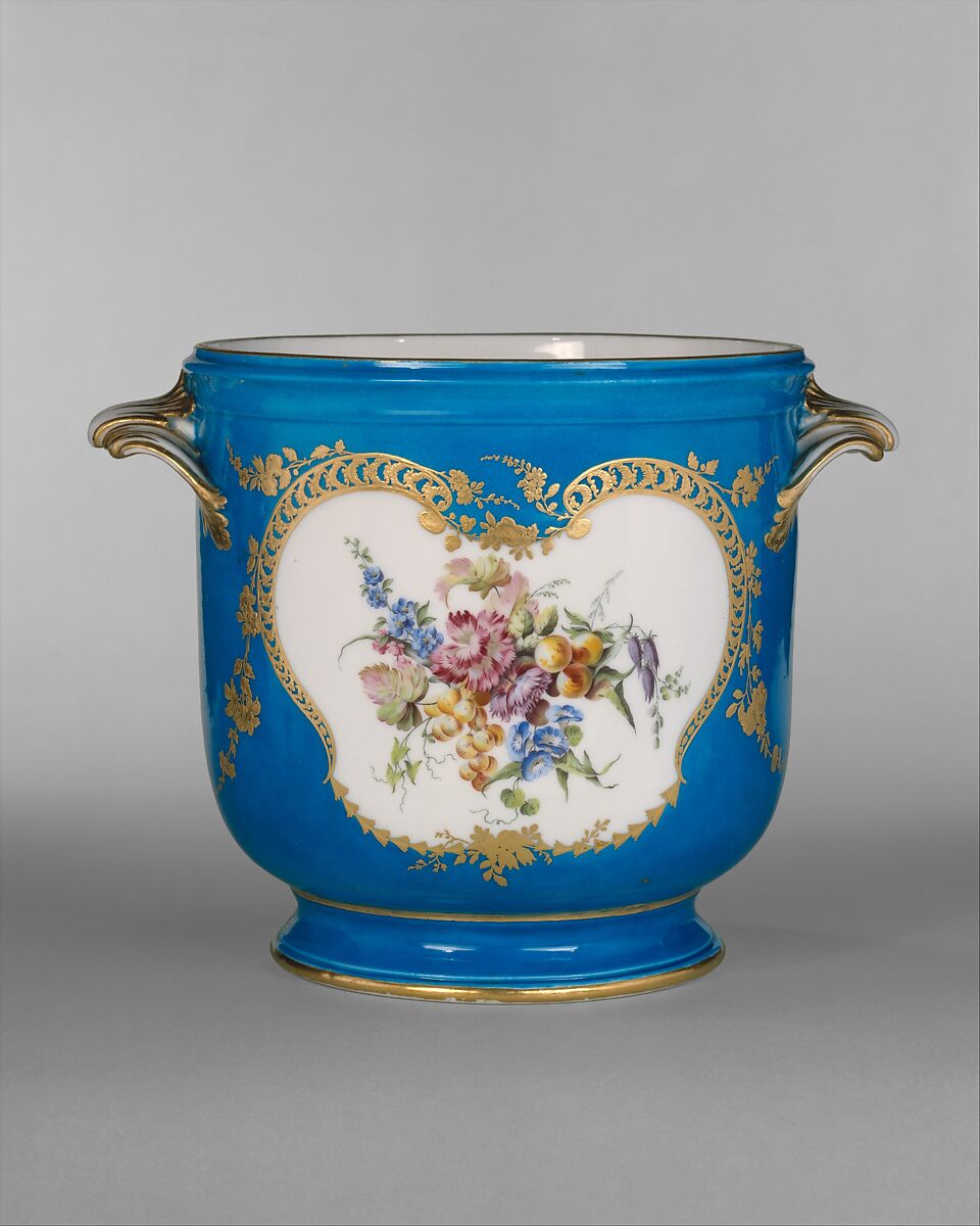 Bottle cooler from the Louis XV service (seau à bouteille), Vincennes Manufactory French, Soft-paste porcelain decorated in polychrome enamels, gold, French, Vincennes