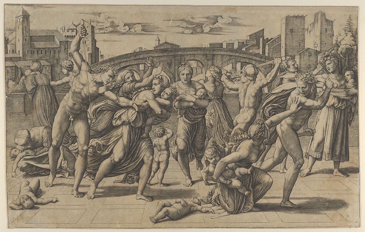 The Massacre of the Innocents, Agostino Veneziano (Agostino dei Musi)  Italian, Engraving