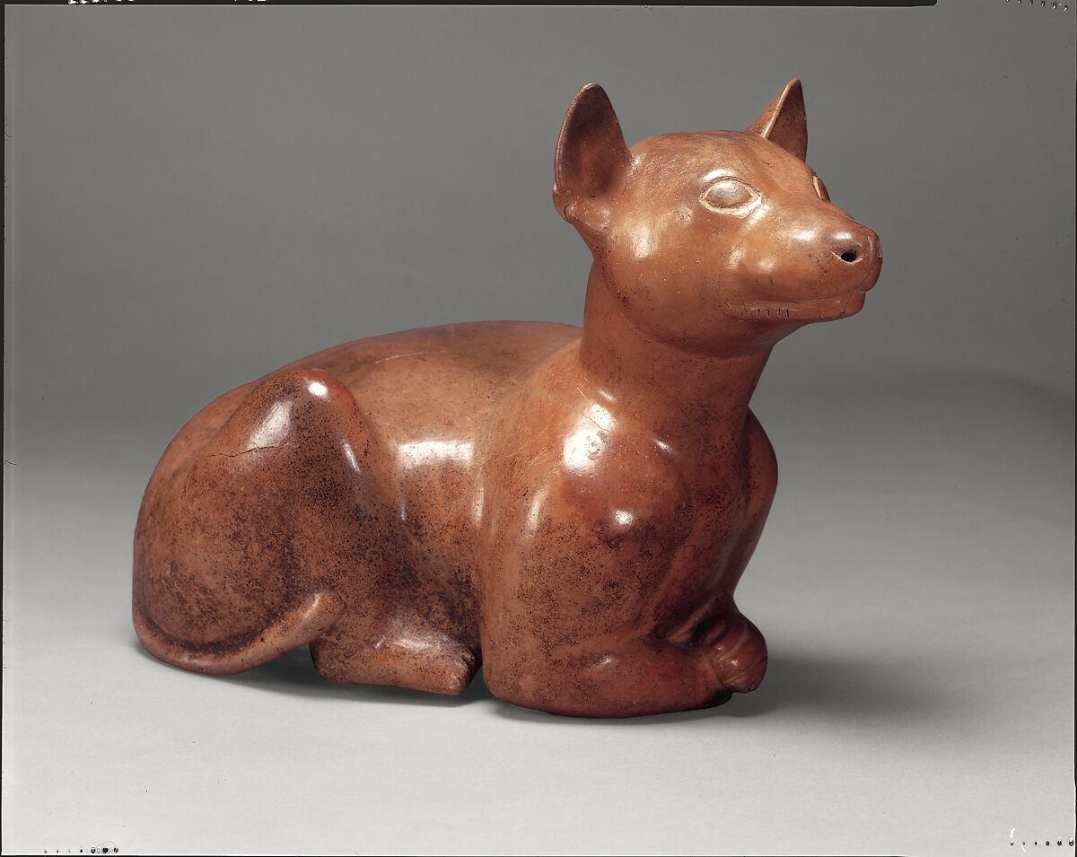 Seated dog, Colima artist(s), Ceramic, slip, Colima
