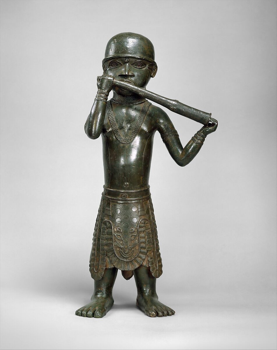 Horn Player, Ìgùn Ẹ́rọ̀nwwọ̀n (brass-casting guild) artists, Brass, iron, Edo peoples