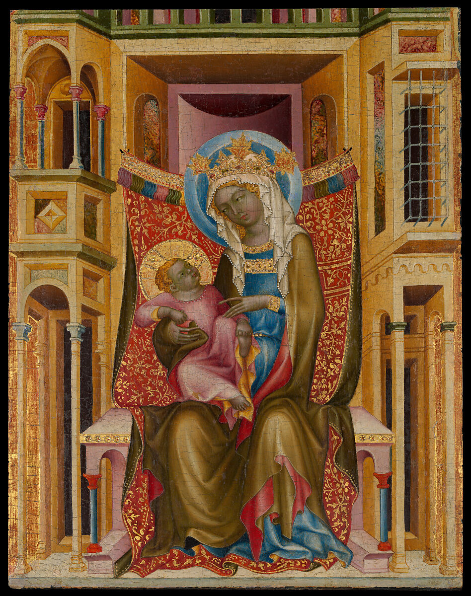 Virgin and Child Enthroned, Bohemian Painter  Bohemian, Oil(?) and gold on wood