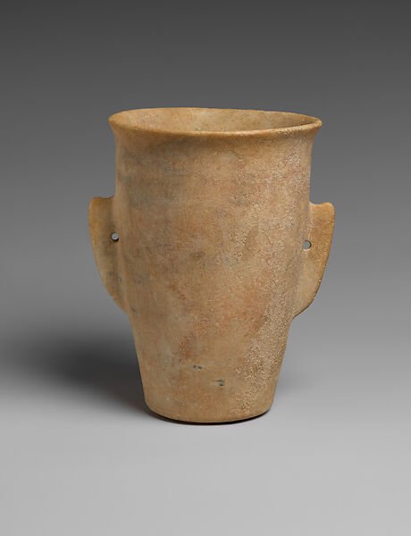 Marble vase with lug handles, Marble, Cycladic