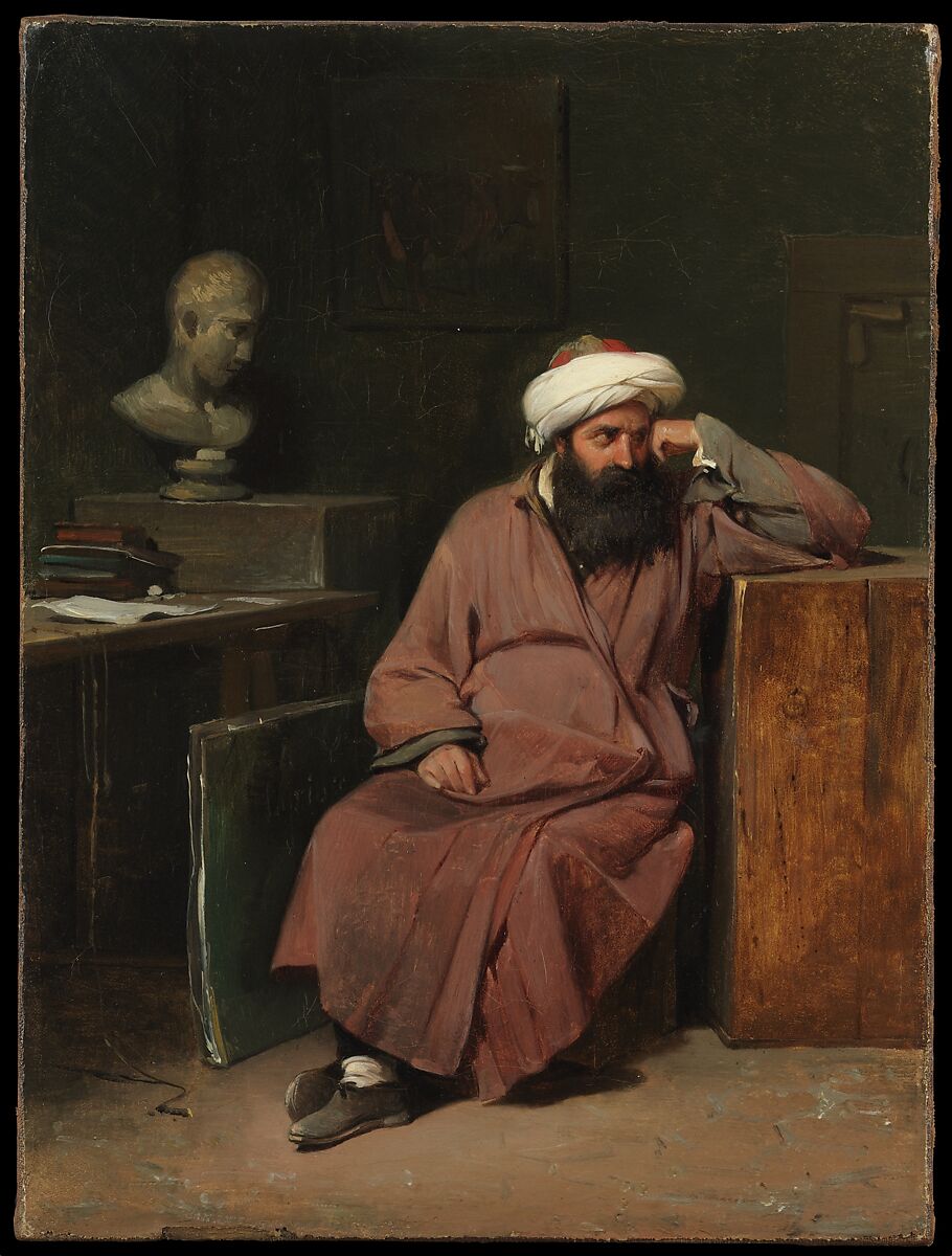 An Ottoman Man in the Artist's Studio, Auguste-Xavier Leprince French, Oil on canvas