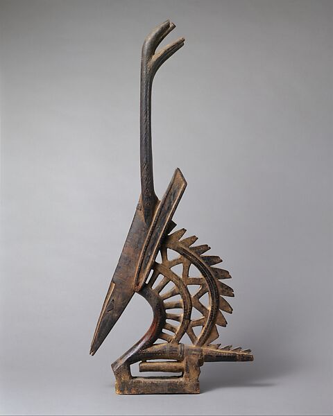 Ci wara headdress, Bamana numu (blacksmith), Wood, metal, fiber, Bamana peoples