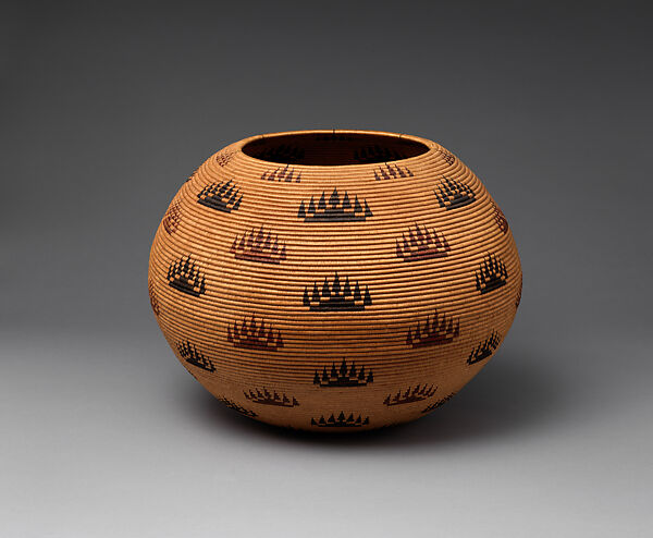 Basket bowl, Louisa Keyser Washoe, Willow and redbud shoots, bracken root, and dye, Washoe, Native American