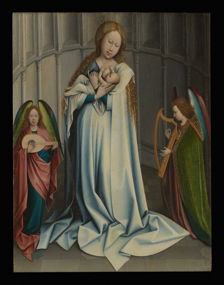 Virgin and Child in an Apse, Robert Campin Netherlandish, Oil on canvas, transferred from wood