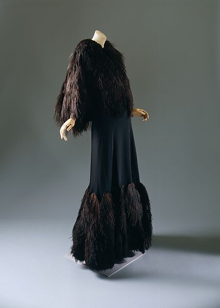 Evening ensemble, House of Chanel  French, silk, feathers, French