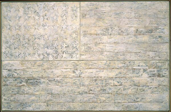 White Flag, Jasper Johns American, Encaustic, oil, newsprint, and charcoal on canvas
