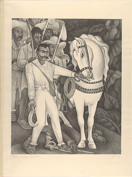 Emiliano Zapata, Diego Rivera Mexican, Lithograph